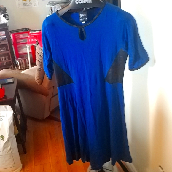 10/$10   LokoSport Blue Faux Leather Dress 8 - Picture 1 of 7